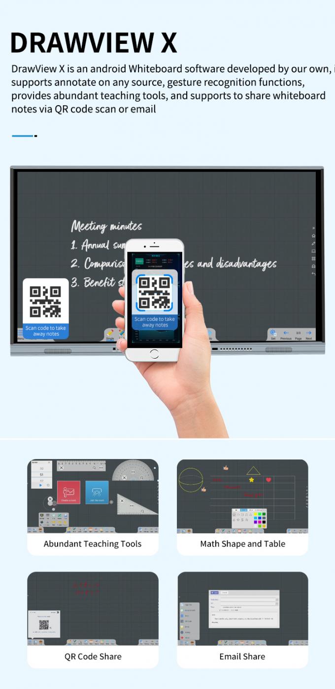 Iboard Nuovo prodotto Display intelligente 98" 4K Display interattivo a pannello piatto Display touch screen di grandi dimensioni Monitor per sala riunioni 6