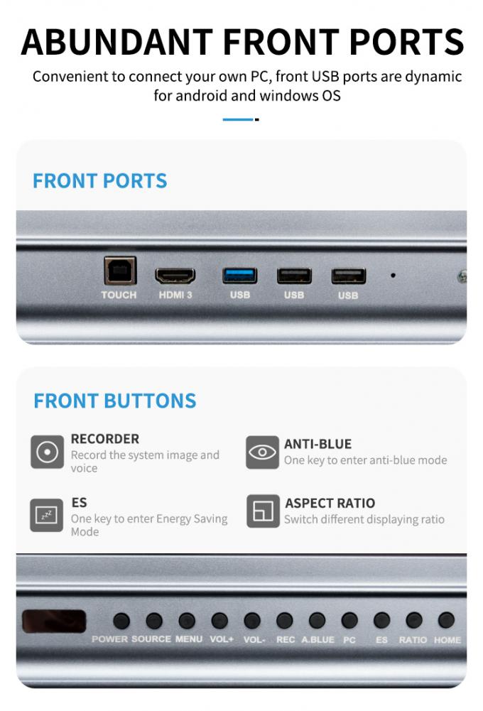 Iboard Nuovo prodotto Display intelligente 98" 4K Display interattivo a pannello piatto Display touch screen di grandi dimensioni Monitor per sala riunioni 7