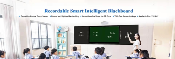 86" lavagna registrabile astuta intelligente di collegamento 350cd/m2 di 4000:1 LED Android 9,0 del bordo di verde della lavagna