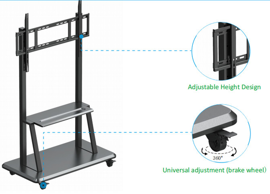 55-86 pollici Stand a pavimento regolabile Smart TV Stand Mobile Stand Mobile Trolley Mounts e carrelli