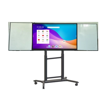 75"android Multi Finger Pen Touch 4K UHD LED Smart Blackboard Google PC Camera Mic Scanner incorporato con supporto mobile