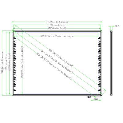 86 pollici Interattivo Whiteboard Alluminio Legata Frame OEM