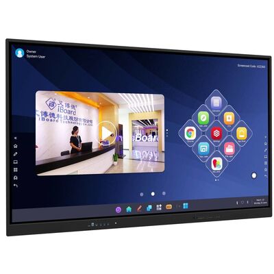 65 75 86 98 pollici LCD Smart Board Interattivo 4mm Vetro temperato Android Windows 10/11 Pro Touch Finger Smart Monitor