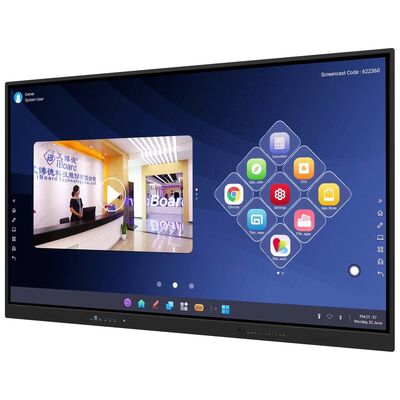 65 75 86 98 pollici LCD Smart Board Interattivo 4mm Vetro temperato Android Windows 10/11 Pro Touch Finger Smart Monitor