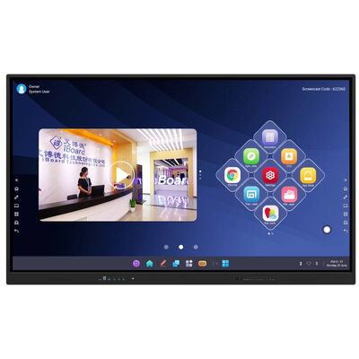 65 75 86 98 pollici LCD Smart Board Interattivo 4mm Vetro temperato Android Windows 10/11 Pro Touch Finger Smart Monitor