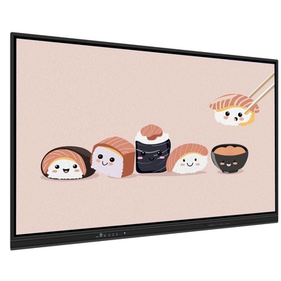 Monitor touch screen interattivo da 65 pollici Android WIN All In One Camera Mic 50 punti di contatto Ai Funzione Text Pen Writing With Software Per ufficio riunione scolastica