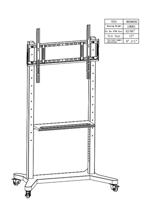 55"-86" supporto TV mobile regolabile con ruote, compatibilità per 43"-100" schermi piatti/curvi fino a 220 lbs telaio in acciaio, 5 opzioni di altezza, carrello TV rotante