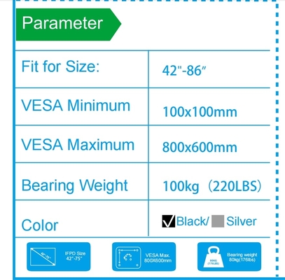 55"-86" supporto TV mobile regolabile con ruote, compatibilità per 43"-100" schermi piatti/curvi fino a 220 lbs telaio in acciaio, 5 opzioni di altezza, carrello TV rotante