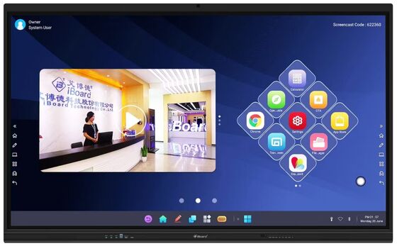 Pannello Interattivo Flat 4K con 20 Punti Touch e Android, Smart Board per Aule e Sale Conferenze