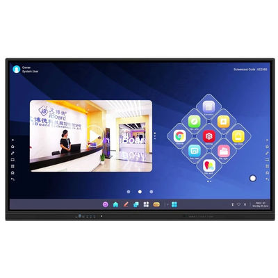 Display interattivo a pannello piatto con elevato rapporto di contrasto e sensore di luce per lezioni
