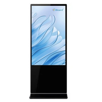 Display di segnaletica digitale in piedi da 43 pollici 178 gradi Approvazione FCC Chiosco pubblicitario Tocco capacitivo con sistema Android o Windows