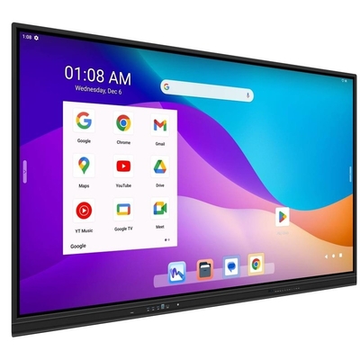 86 pollici Google EDLA Certified Interactive Smart Panel. Android 13 con sistema di godimento integrato. Slot OPS. Fotocamera opzionale e supporto mobile.
