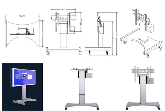 Monitor touch screen interattivo motorizzato regolabile in altezza con supporto mobile elettronico, lavagna interattiva, supporto flessibile di buona qualità