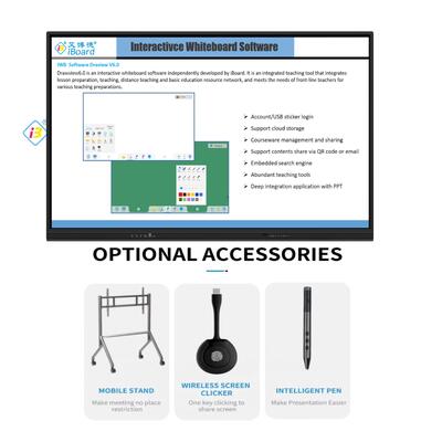 2026 Nuovi arrivi Risoluzione 4K UHD Android 13/14 OS 50 punti di contatto Tavola bianca interattiva Smart Board per insegnamento e riunioni