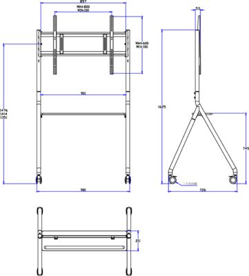 Nuovo arrivo Supporto per lavagna interattiva mobile da 42 a 75 pollici, supporto mobile per monitor TV sollevabile, portata massima 60 kg, ruote potenti, facile da spostare per supporto mobile per lavagna interattiva