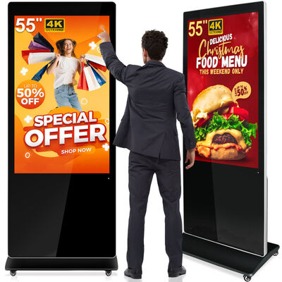 75 pollici Digital Signage con touchscreen abilitato e supporto multilingue per display pubblicitari retail