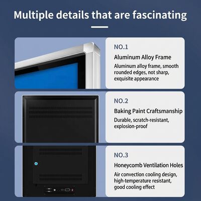 Segnaletica digitale con angolo di visione >178° e temperatura di stoccaggio da -20°C a 60°C con CMS basato su cloud o on-premise