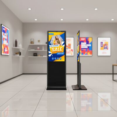 43 55 65 75 pollici Indoor Capacitive Touch Screen Pavimento Standing Digital Signage 4K Commercial Interactive Advertising Display