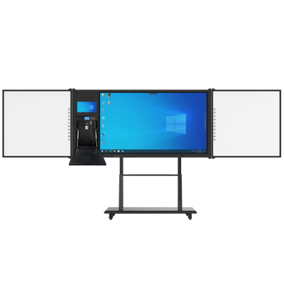 AIO 75 Inch Smart Touch Panel Android Win Sided Boards With Cam Mic Mobile Stand Per riunioni Università