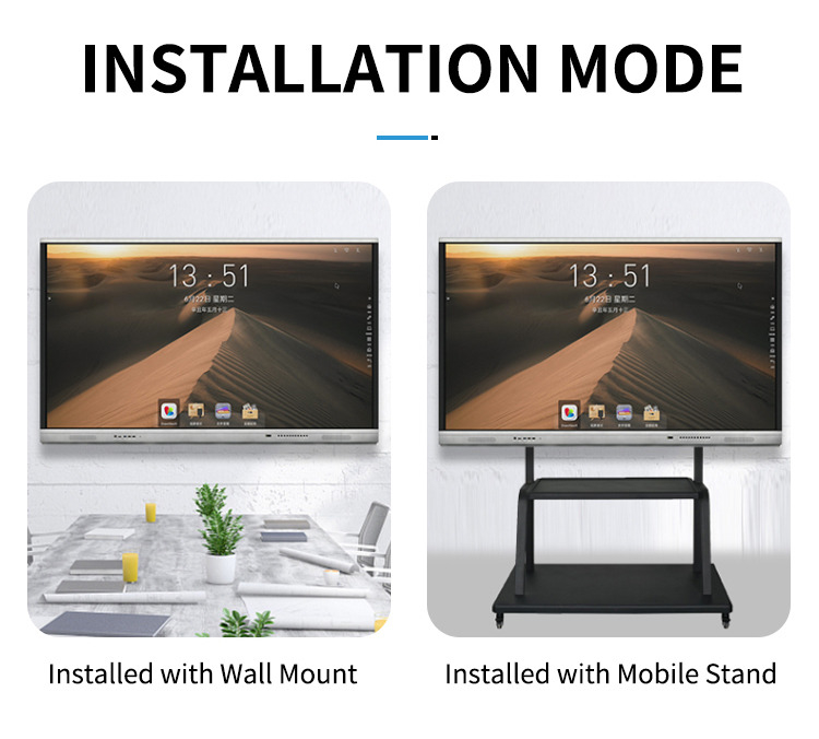 Panel piatto interattivo certificato CE con fotocamera e microfono HDMI in uscita