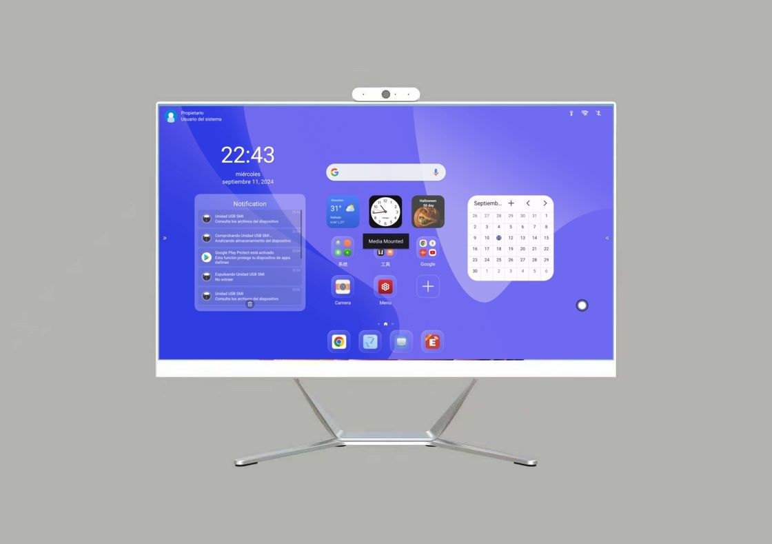 Factory Direct 21.5' 23.8' 27' Inch Desktop Monitor con Webcam integrata Tutto in uno Android e Win System Capacitive Touch
