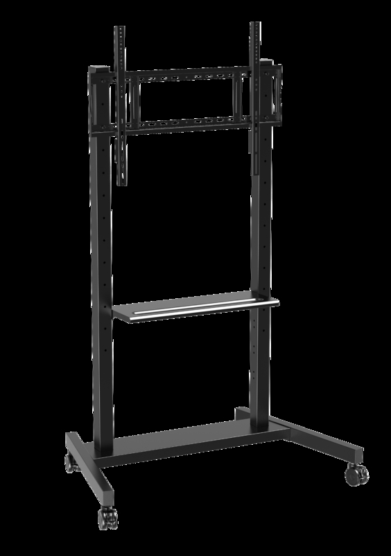 Supporto TV mobile regolabile all'ingrosso per fabbrica da 55" a 86" con ruote, compatibile con lavagna interattiva, pannello smart fino a 220 libbre, carrello TV con telaio in acciaio