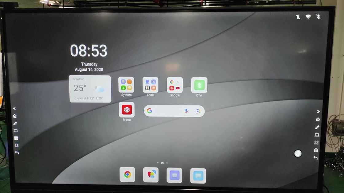 Monitor touch screen interattivo con tecnologia a infrarossi per outlet di fabbrica, lavagna interattiva TV touch screen, Android 13 14 integrato a scelta per attrezzature scolastiche.