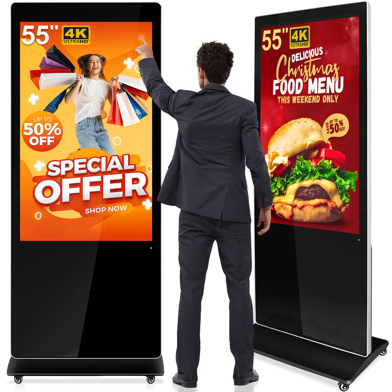 75 pollici Digital Signage con touchscreen abilitato e supporto multilingue per display pubblicitari retail