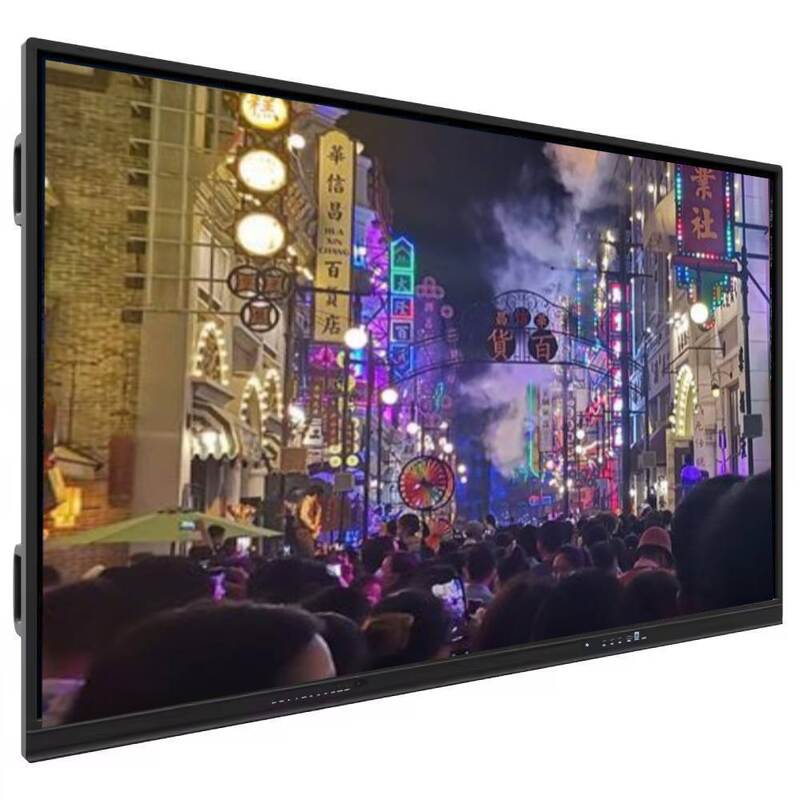 Panel interattivo piatto con Android 13 o 14 vetro temperato da 4 mm e microfono a 6 serie integrato nella lavagna intelligente