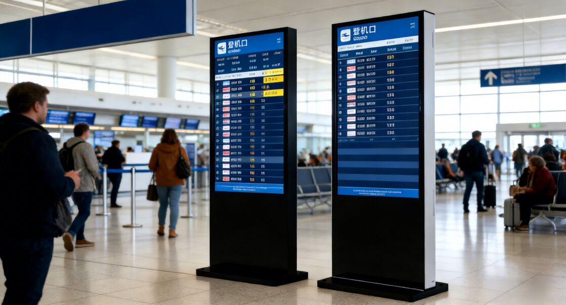 Cartellone pubblicitario digitale nero da 43 pollici con gestione remota dei contenuti e dimensioni dello schermo personalizzate per una visualizzazione pubblicitaria migliorata